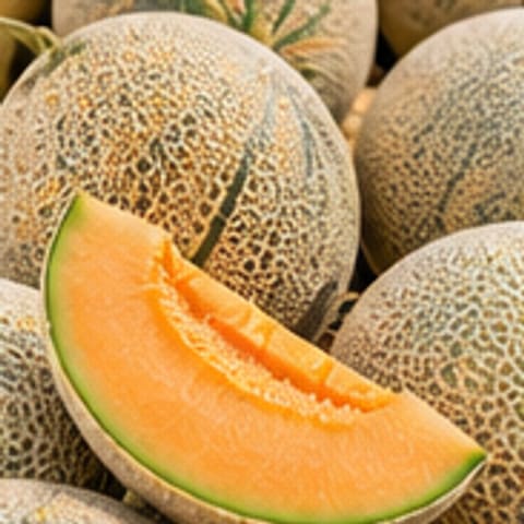 Melons entiers et tranche de melon